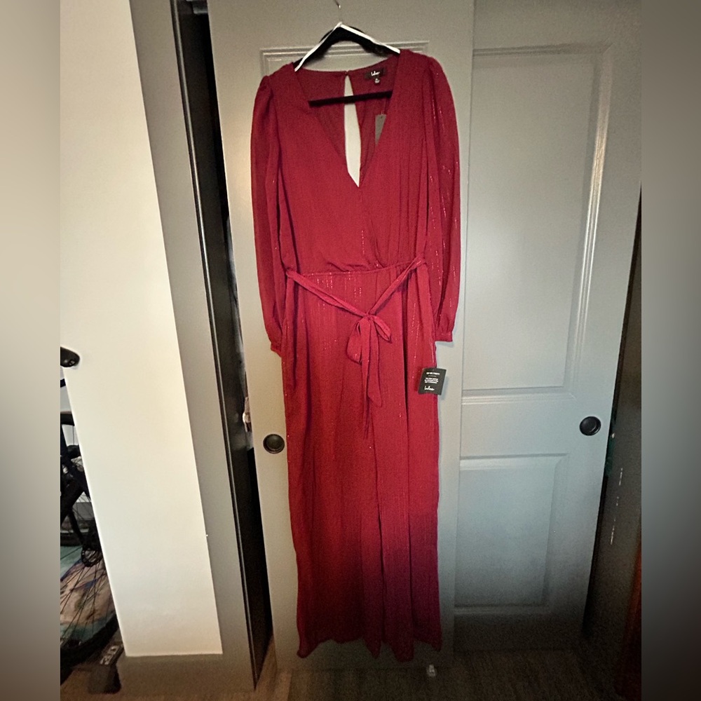 Lulus Red sparkly jumpsuit